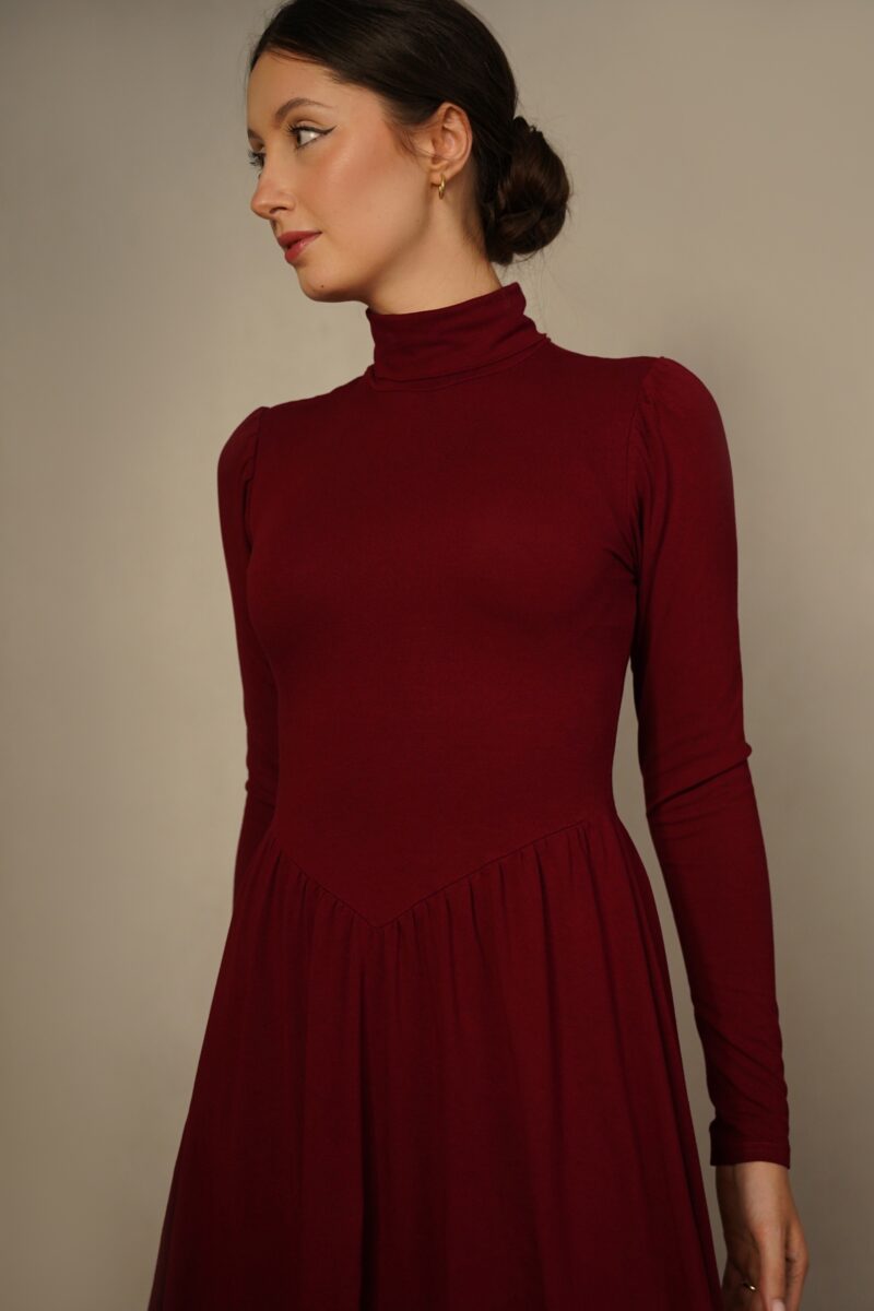 Sukienka golfowa Helena midi bordo