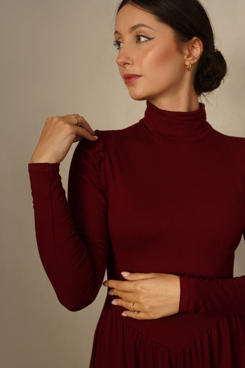 Sukienka golfowa Helena midi bordo