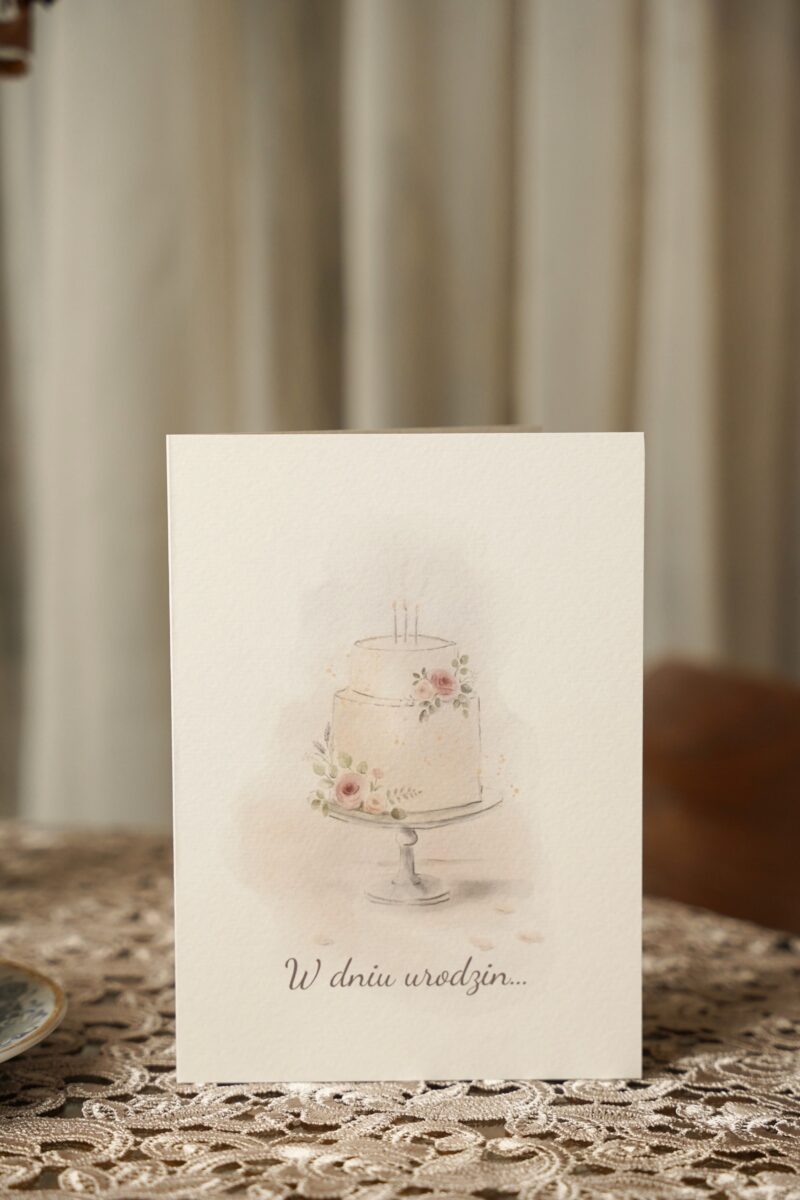 Kartka urodzinowa Kwiatowy Tort