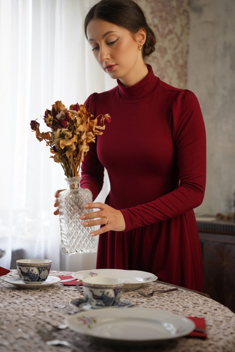 Sukienka golfowa Helena midi bordo
